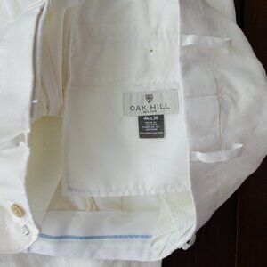 Oak Hill White Linen-Blend Dress Pants 46x30